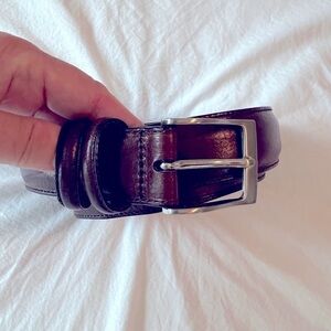 PERRY ELLIS Mens Brown Double Loop Portfolio Leather Casual Belt 32